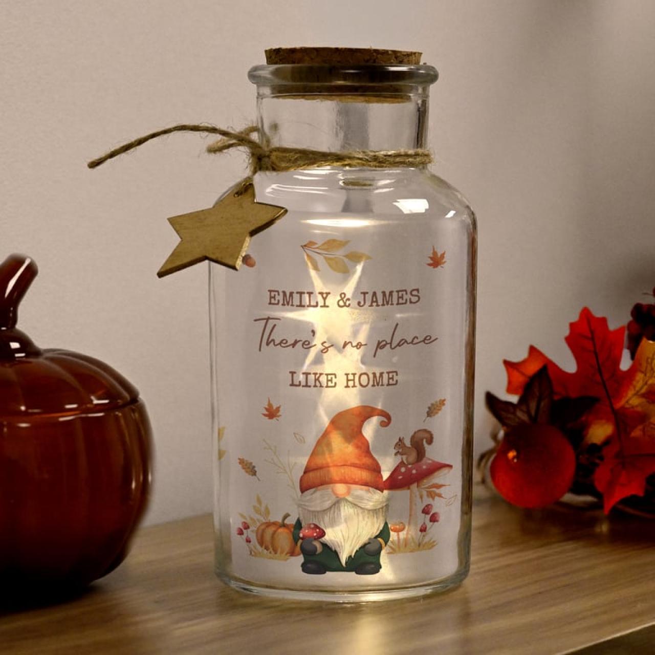 Personalised Autumn Gonk LED Light Up Jar