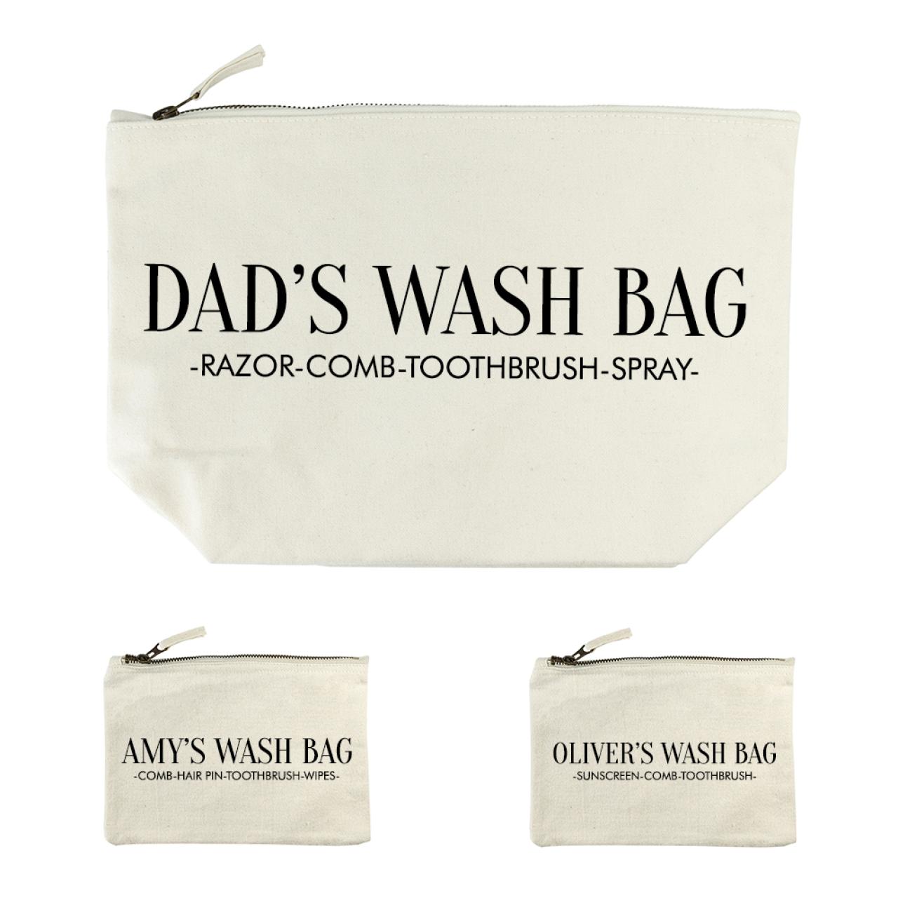 Personalised Daddy & Me Cream Wash Bags