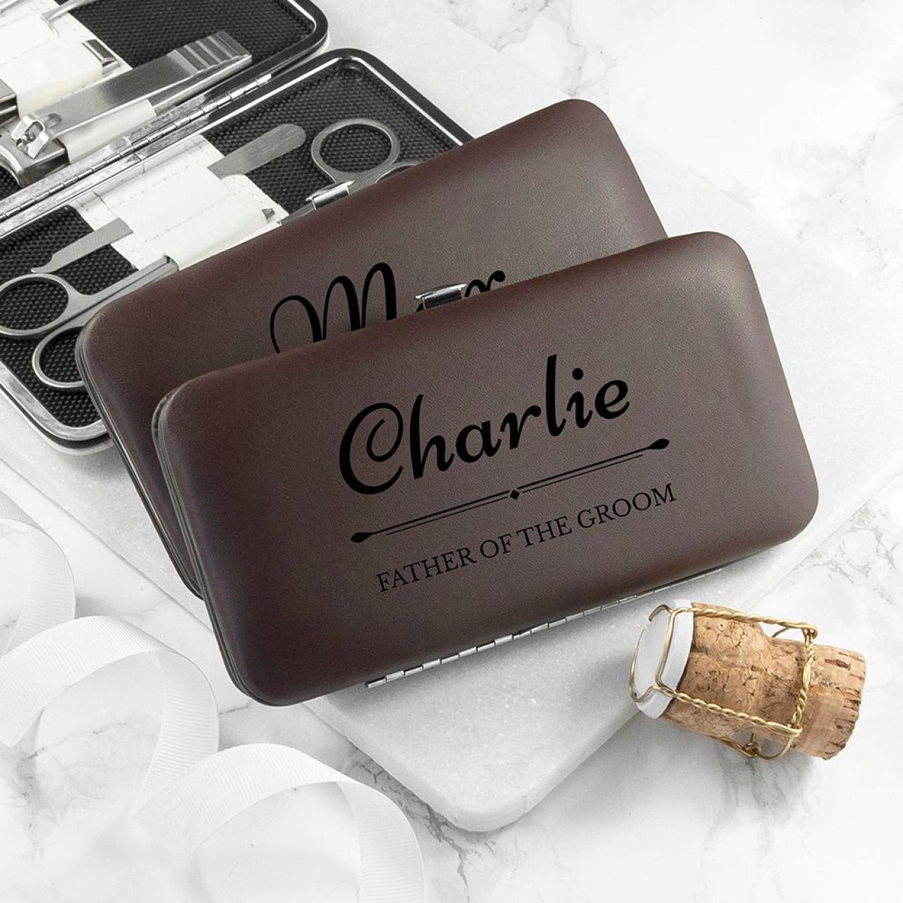 Personalised Wedding Party Grooming Set - Brown