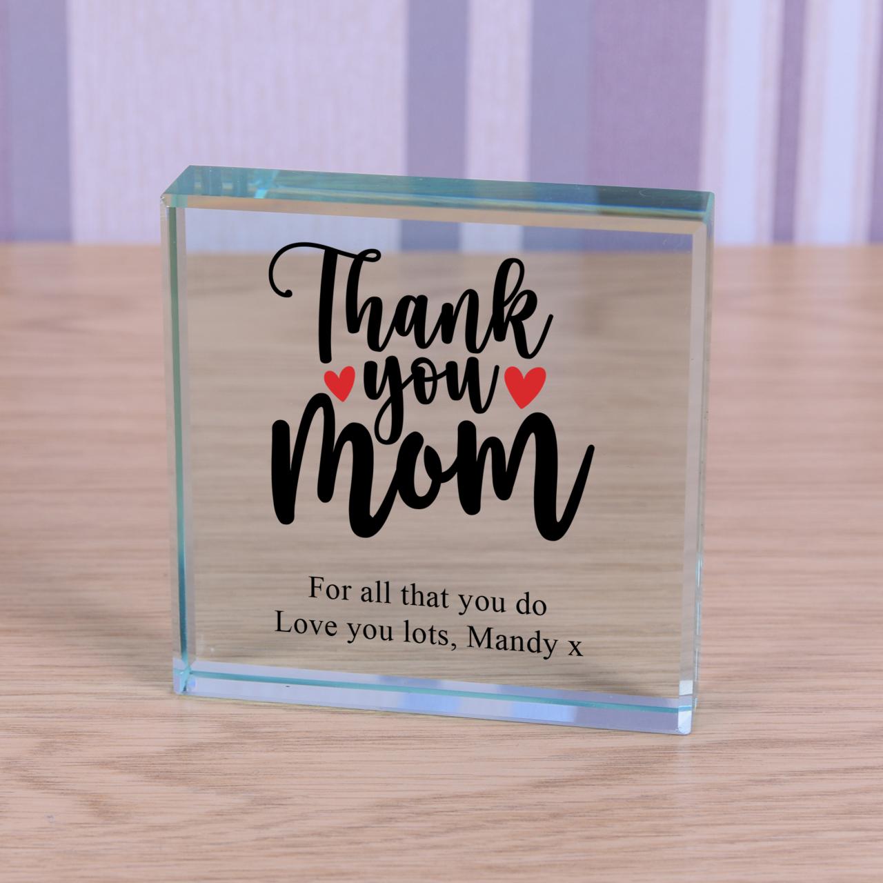 Personalised Thank You Mom Glass Token