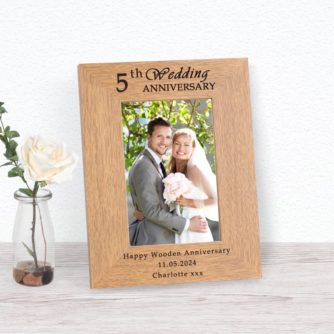 Wedding Anniversary Number Wooden Photo Frame 6x4