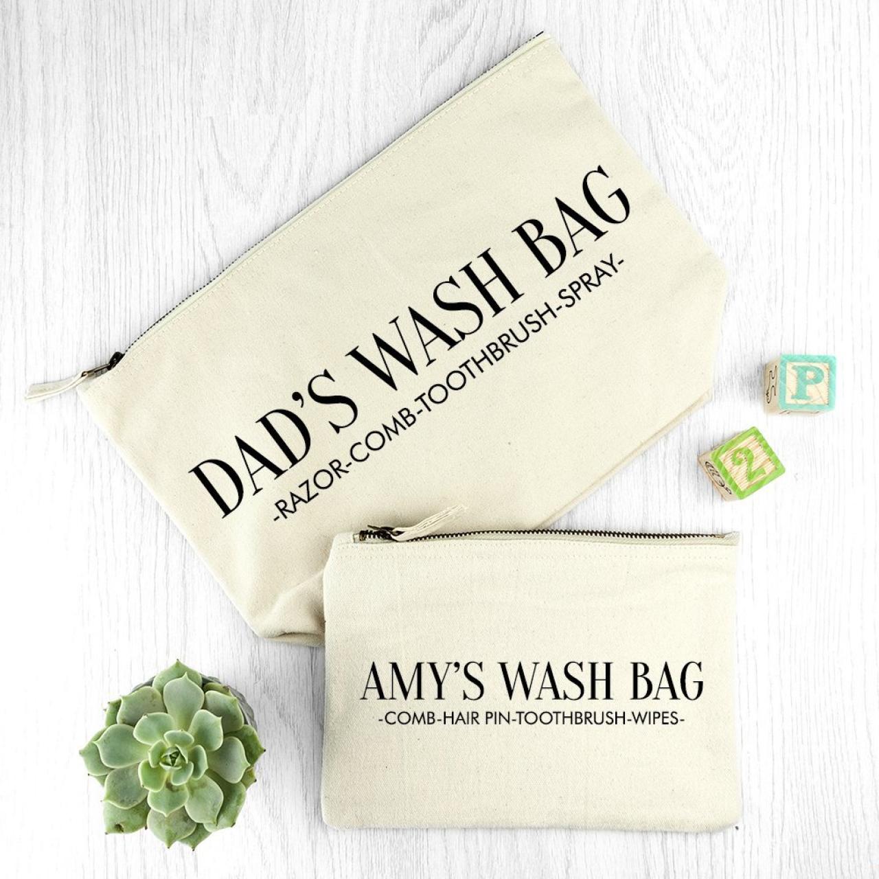 Personalised Wash Bag - Cream - Daddy (and me)