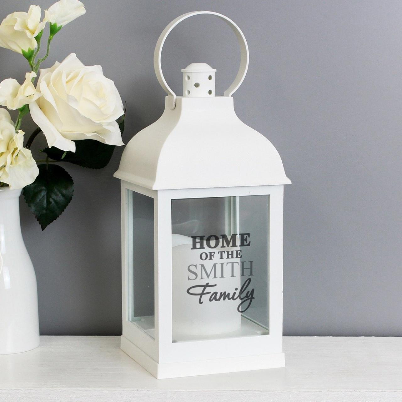 Personalised The Family White Lantern
