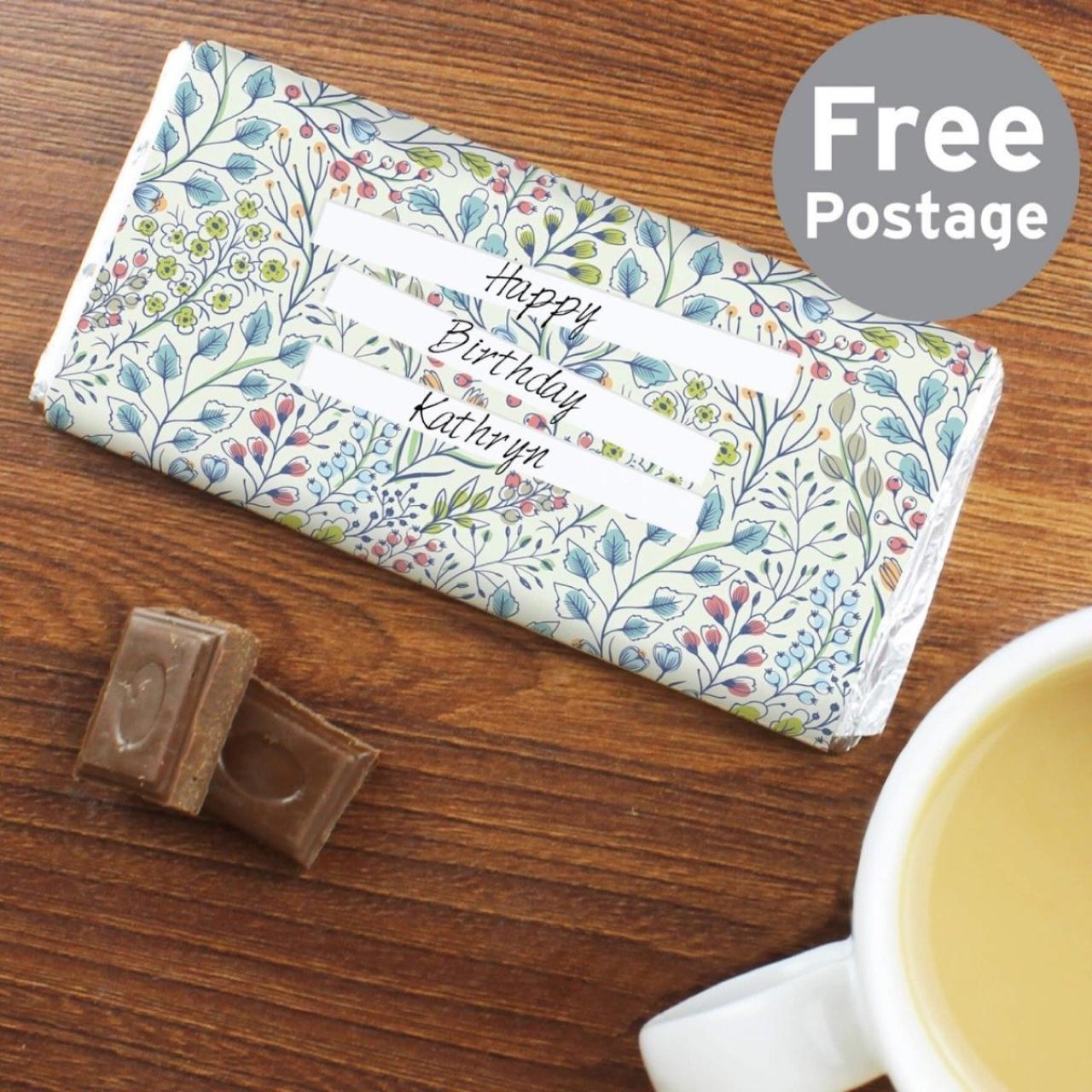 Personalised Botanical Milk Chocolate Bar
