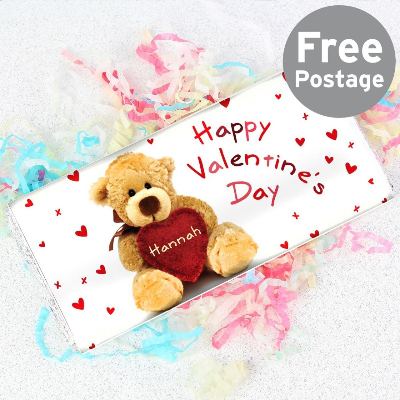 Personalised Teddy Heart Milk Chocolate Bar