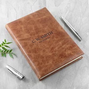 Personalised Natural Tan Leather Notebook