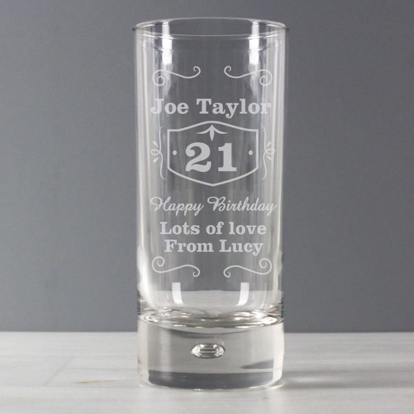 Personalised Classic Whisky Hi Ball Bubble Glass