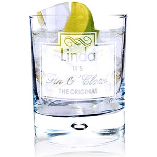 Personalised Gin O’Clock Tumbler Bubble Glass