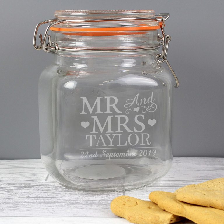 Personalised Mr & Mrs Glass Kilner Jar