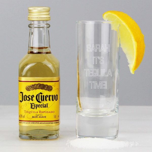 Personalised Shot Glass and Miniature Tequila – Text Only