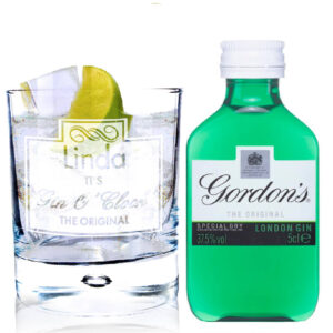 Personalised Gin O’clock Glass & Gin Miniature Set