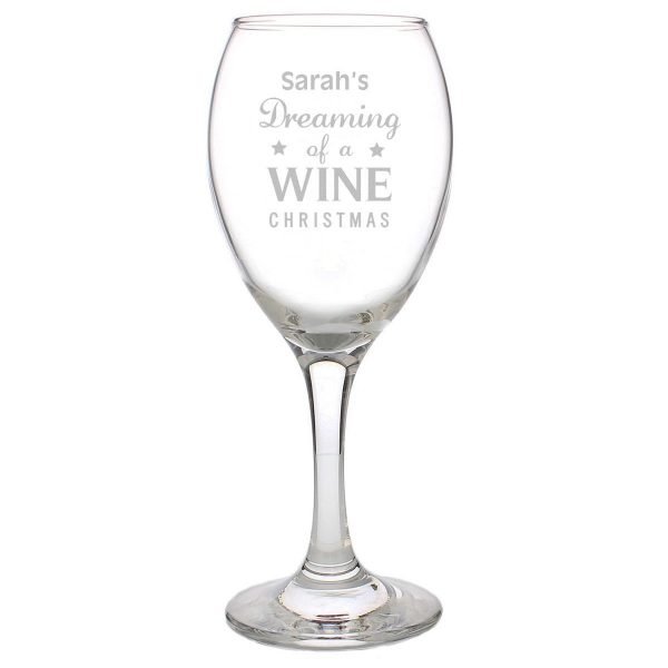 Personalised Dreaming of a Wine Christmas… Wine Glass