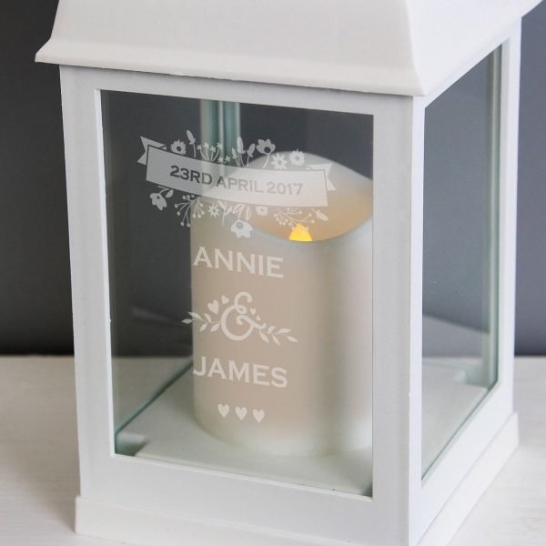 Personalised Couple’s Floral White Lantern