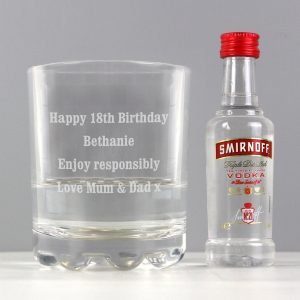 Personalised Tumbler and Smirnoff Vodka Miniature Set