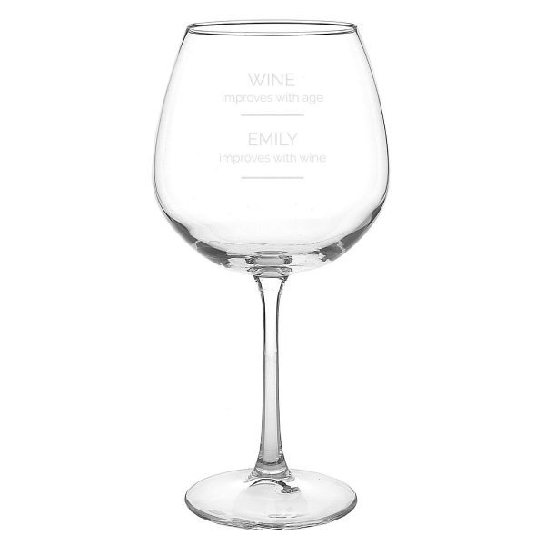 Personalised ‘Wine Improves with Age’ Bottle of Wine Glass