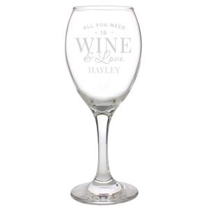 Personalised Heart Name Wine Glass Set