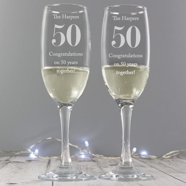 Personalised Anniversary Pair of Flutes with Gift Box