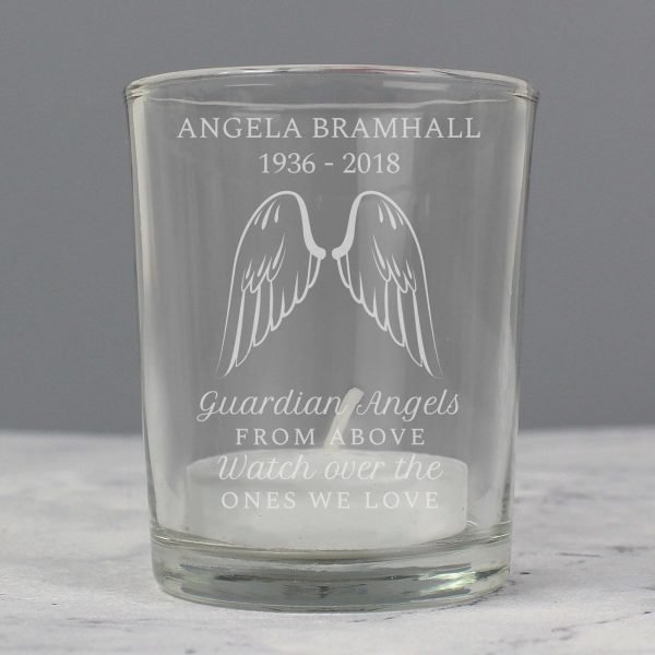 Personalised Guardian Angel Wings Votive Candle Holder