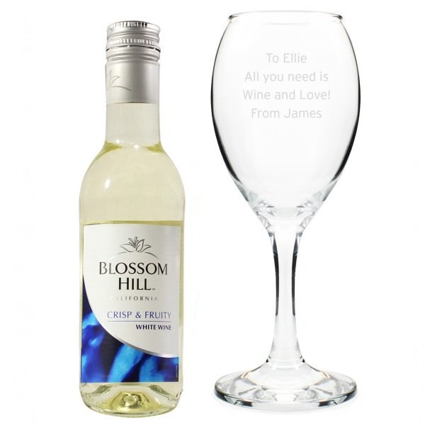 Personalised White Wine & Any Message Wine Glass Set