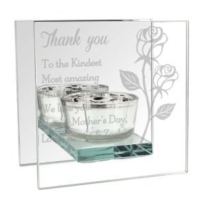Personalised Soft Watercolour Mirrored Glass Tea Light Holder
