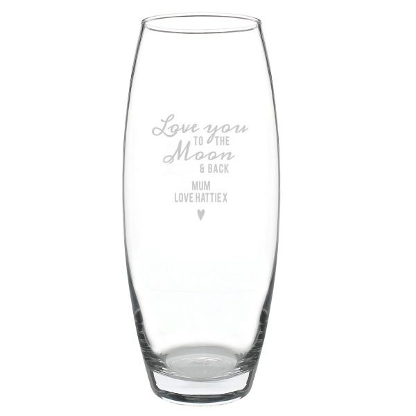 Personalised Love You To The Moon and Back Glass Vase