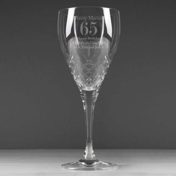 Personalised Big Age Cut Crystal Wine Glass
