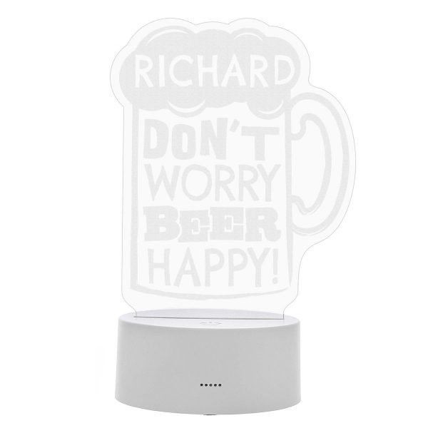 Personalised “”Beer Happy””  LED Colour Changing Light