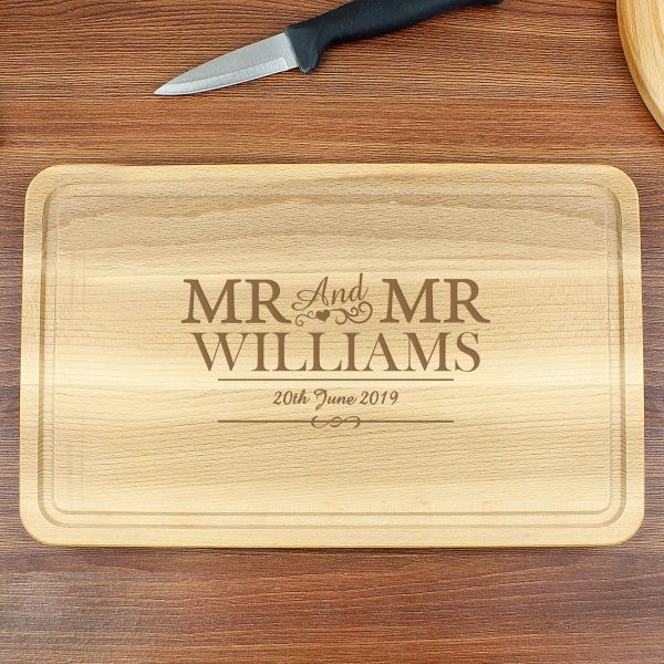 Personalised Mr & Mr Large Chopping Board