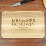 Personalised Mrs & Mrs Large Chopping Board