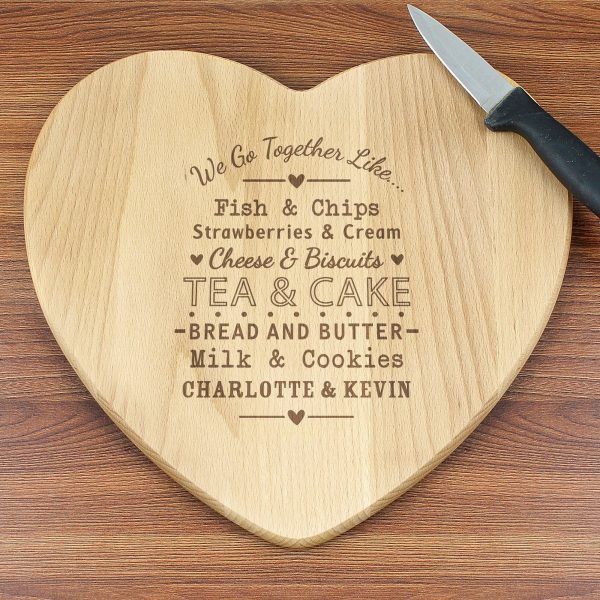 Personalised We Go Together Like… Heart Chopping Board