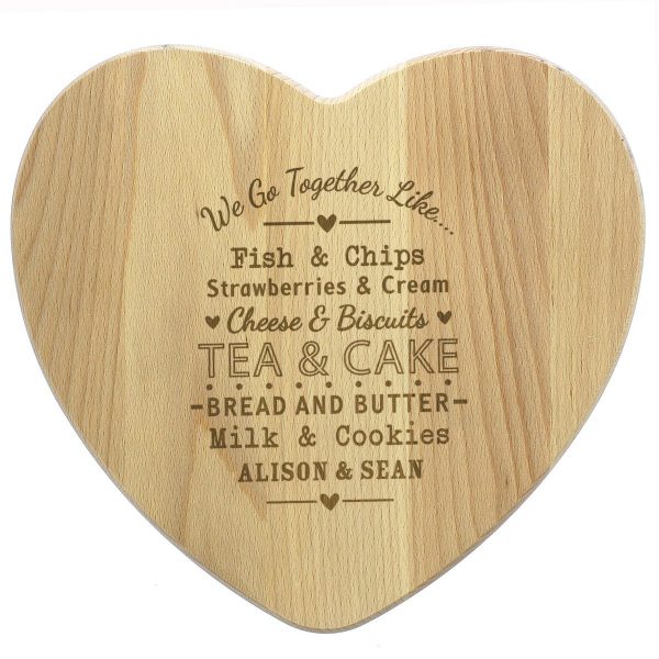 Personalised We Go Together Like… Heart Chopping Board