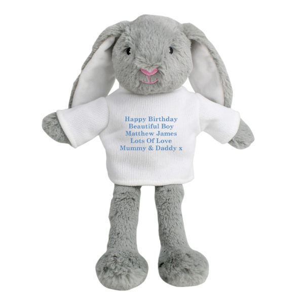 Personalised Message Bunny Rabbit – Blue Embroidery