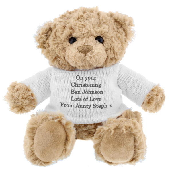 Personalised Message Teddy Bear – Brown Embroidery