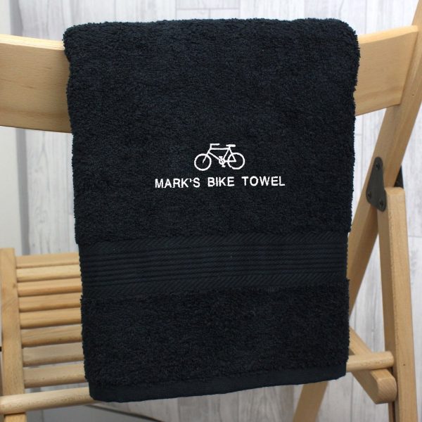 Personalised Bicycle Black Hand Towel