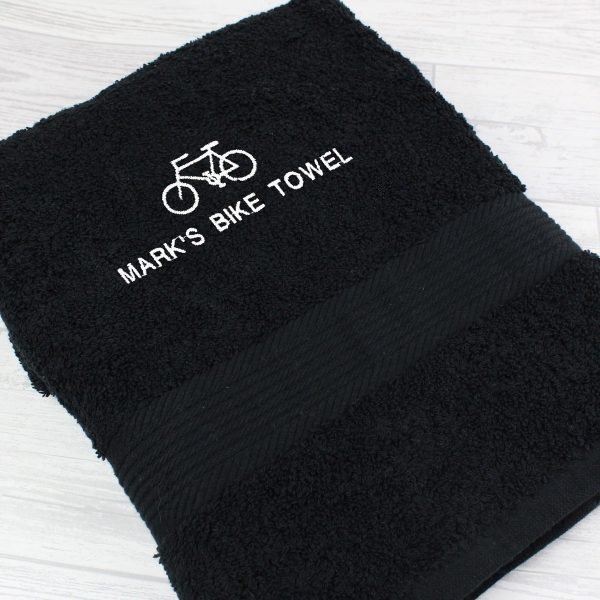 Personalised Bicycle Black Hand Towel