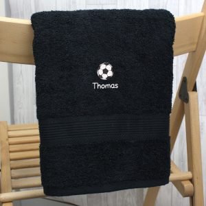 Personalised Football Black Hand Towel