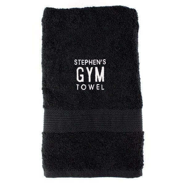 Personalised Gym Black Hand Towel
