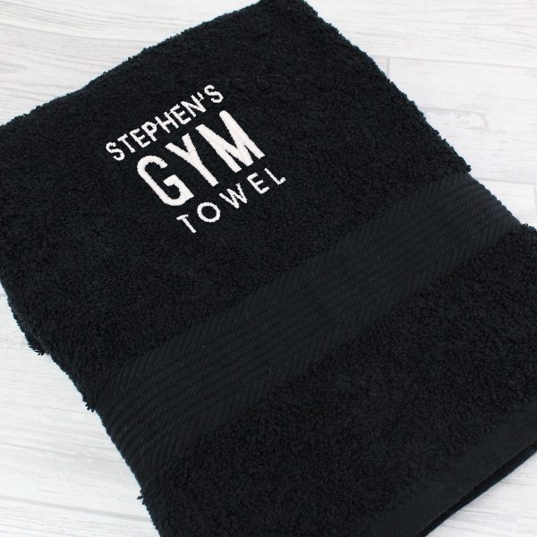Personalised Gym Black Hand Towel