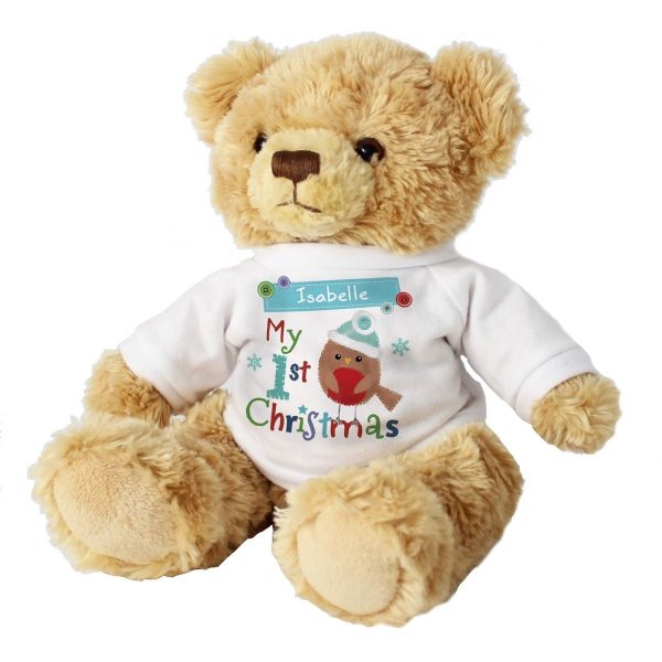 Personalised Felt Stitch Robin ‘My 1st Christmas’ Teddy Bear
