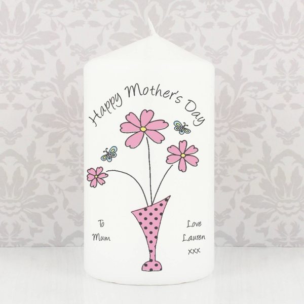 Personalised Flower in Vase Message Candle