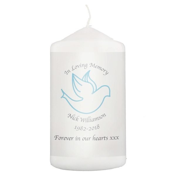 Personalised In Loving Memory Blue Candle