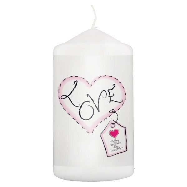 Personalised Heart Stitch Love Candle