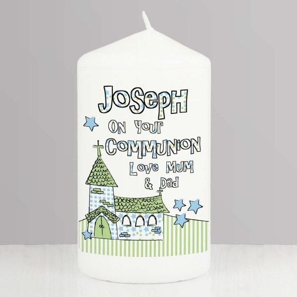 Personalised Blue Church Candle