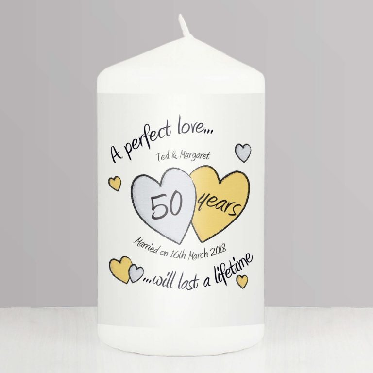 Personalised A Perfect Love Golden Anniversary Candle