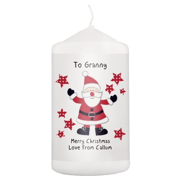 Personalised Spotty Santa Candle