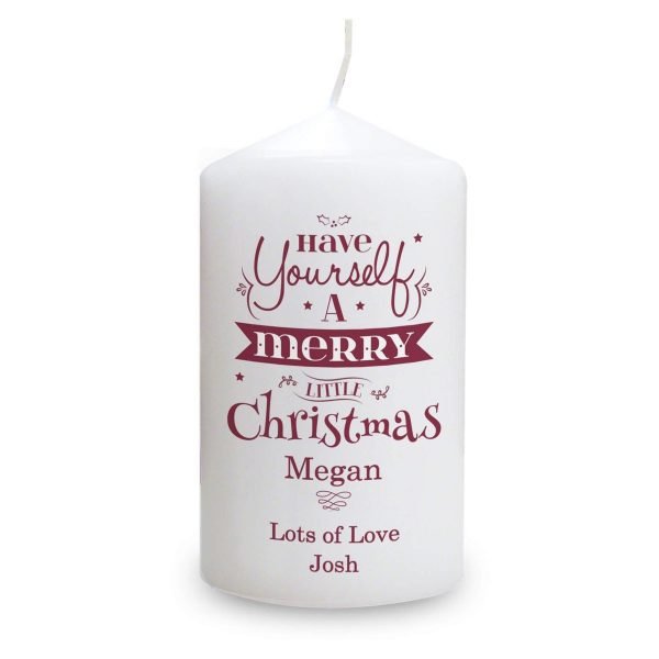 Personalised Merry Little Christmas Candle