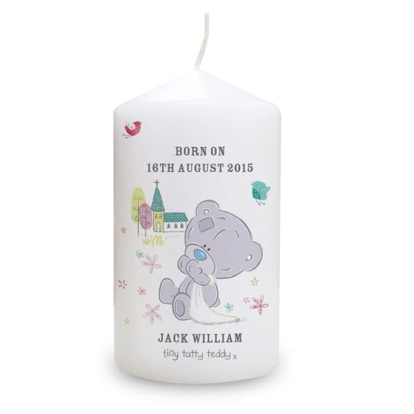 Personalised Tiny Tatty Teddy Christening Candle