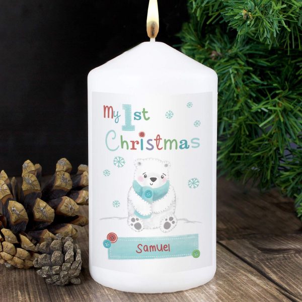 Personalised Polar Bear My 1st Christmas Candle