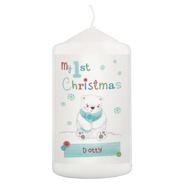 Personalised Polar Bear My 1st Christmas Candle