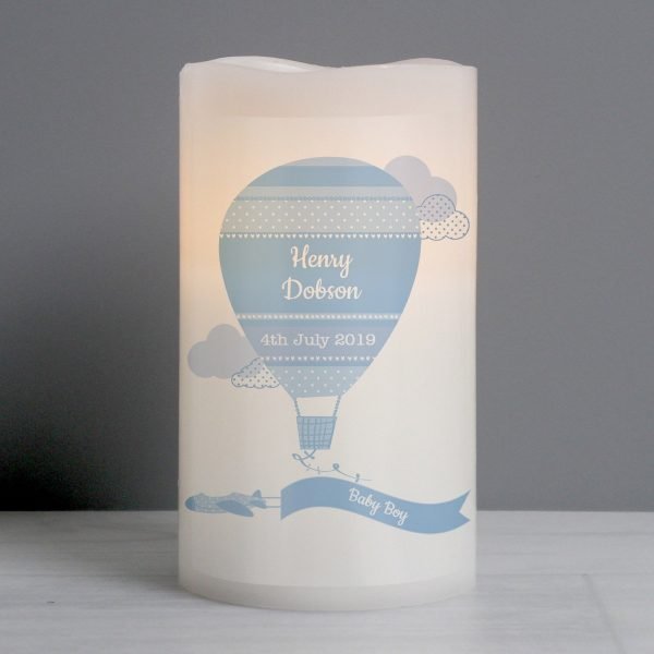 Personalised Up & Away Baby Boy Nightlight LED Candle